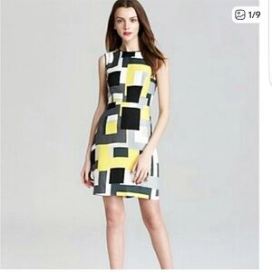 KATE SPADE Geometric Yellow Grey and Green Dress. Size 6. Like New!